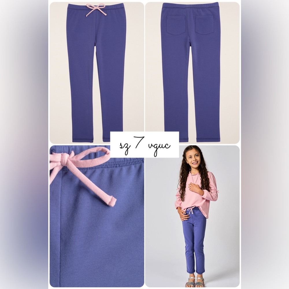 Sz 7 Finding Foxtale blue Everyday Leggings pink bow VGUC Matilda Jane Bow